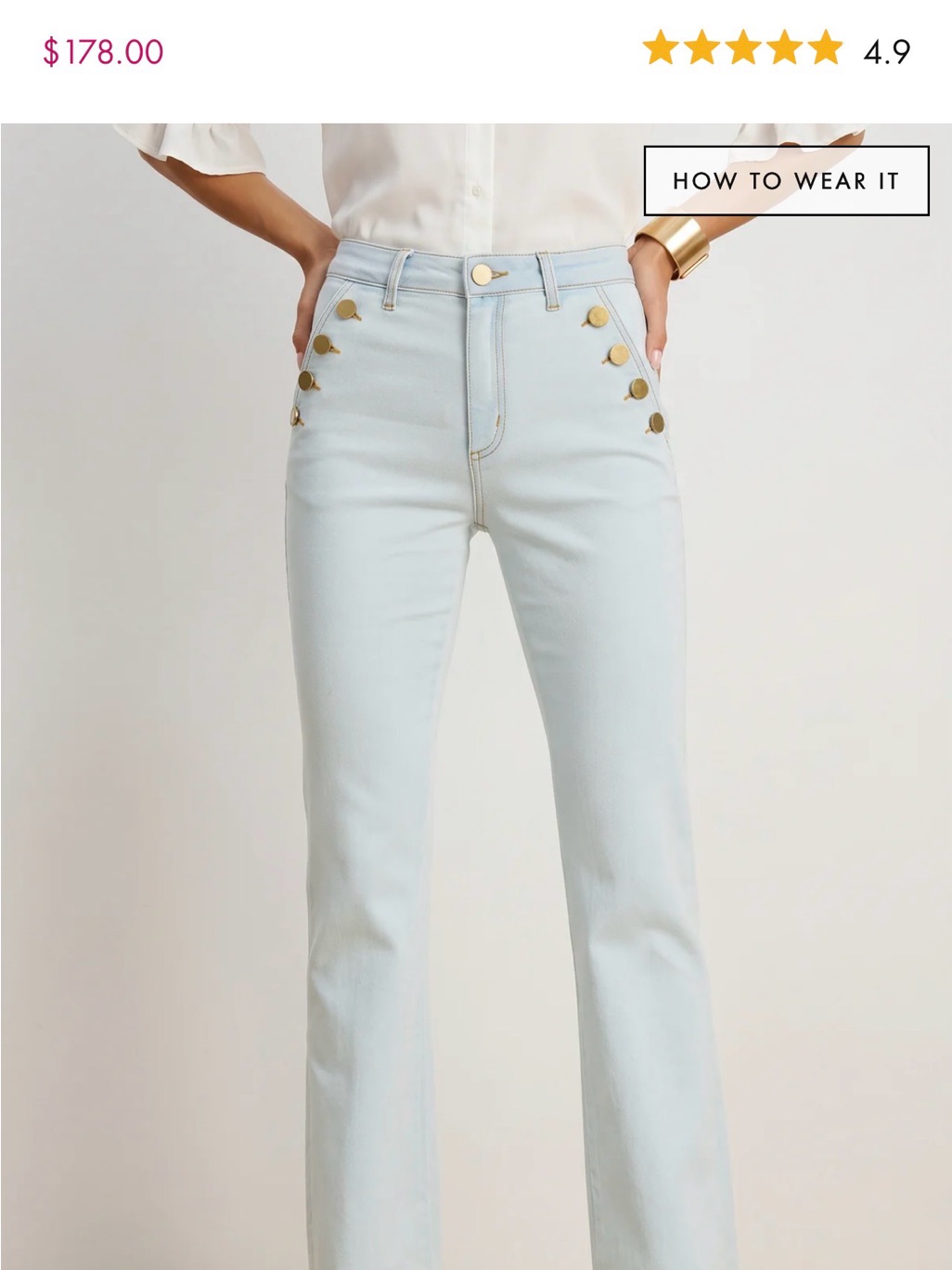 Noli - Allegra Bootcut High-Rise Light Blue Sailor Jeans With Gold Buttons